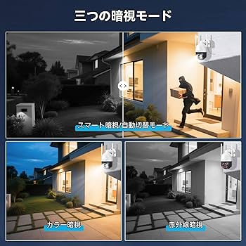 ginn！！監視カメラ Ctronics 防犯カメラ 屋外 ワイヤレス 夜間カラー撮影 ヒュマン